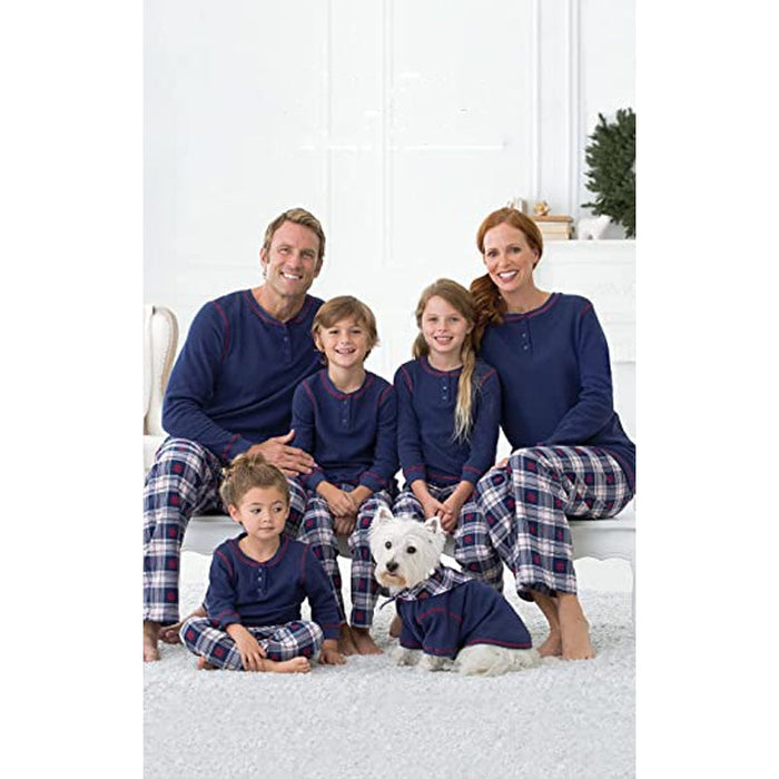 Christmas Plaid Family Matching Pajamas with Snowfall Design