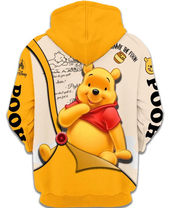 Bear Design Hoodie With Front Zipper