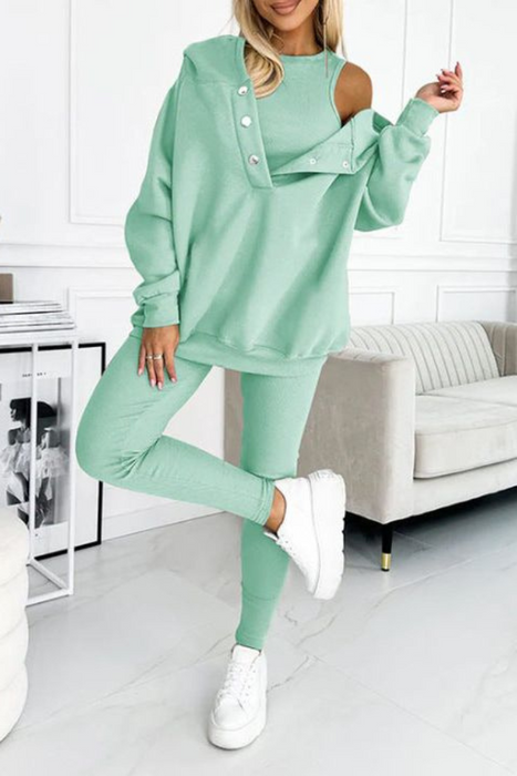 Plain 3 Piece Hoodie Set