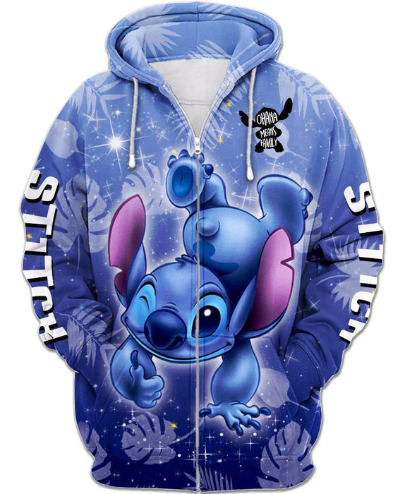 Vibrant Character Print Zip Up Hoodie