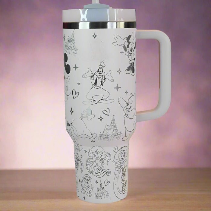 Whimsical Engraved  40oz Tumbler With Handle