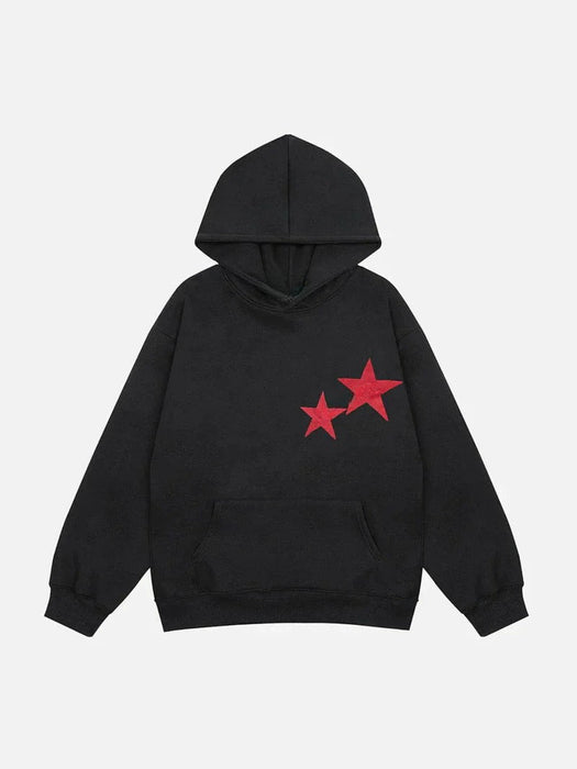 Double Star Printed Pullover Hoodie