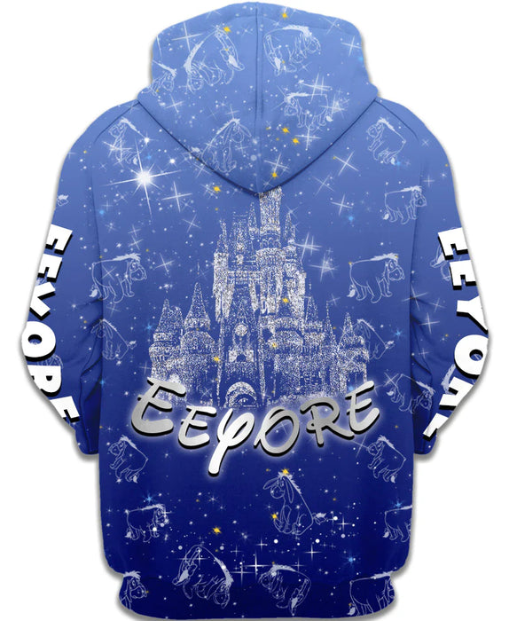 Eeyore Cartoony Printed Zip Up Hoodie