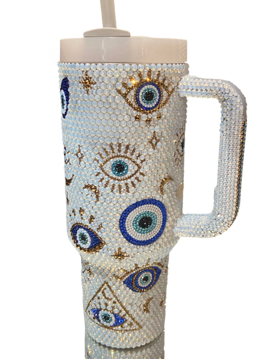 Opal Crystal Bling 40 Oz Tumbler With Handle