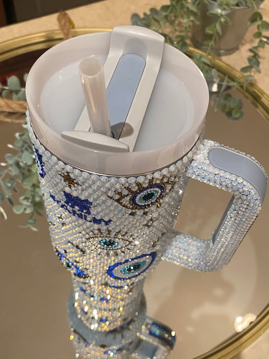 Opal Crystal Bling 40 Oz Tumbler With Handle