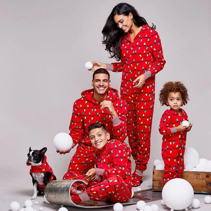 Vibrant Light Bulb Print Family Christmas Jumpsuits