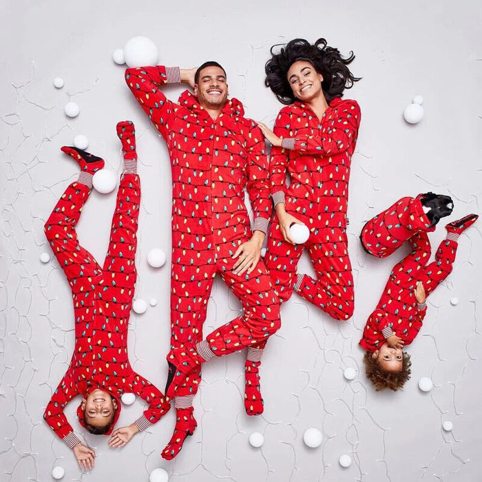 Vibrant Light Bulb Print Family Christmas Jumpsuits