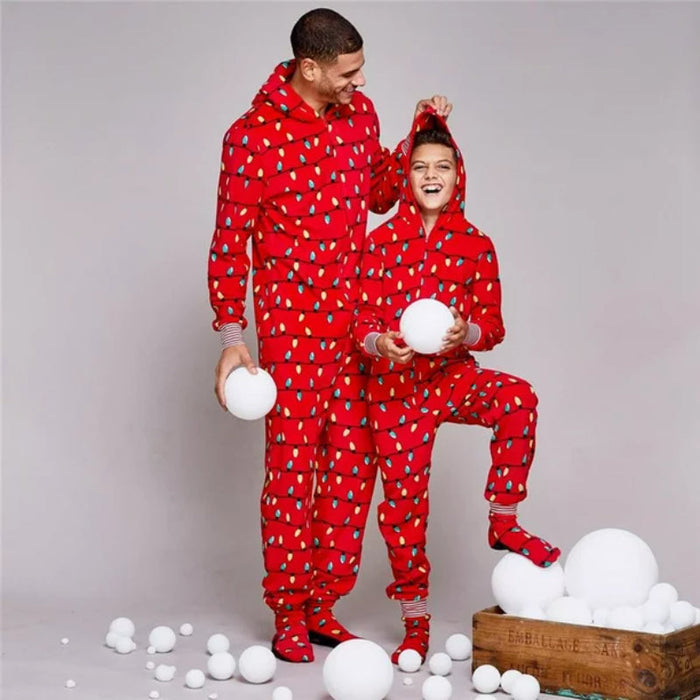 Vibrant Light Bulb Print Family Christmas Jumpsuits