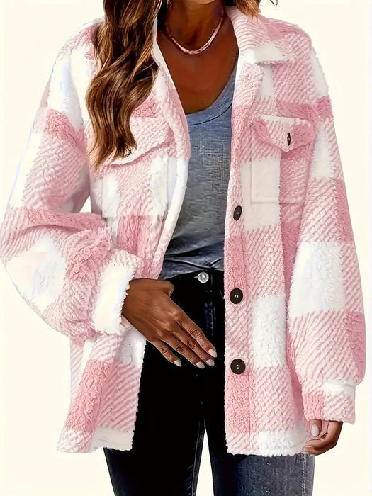 Long Sleeve Plaid Pattern Jacket