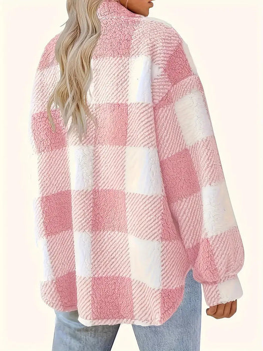 Long Sleeve Plaid Pattern Jacket