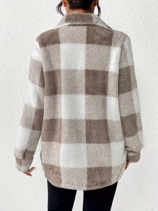 Long Sleeve Plaid Pattern Jacket