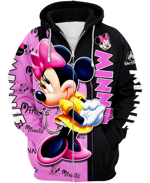 Cheerful Mouse Design Hoodie With Zipper