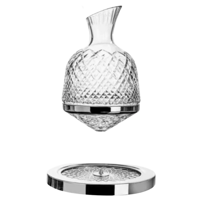 Crystal Beverage Decanter With 360° Rotating Base And Tray