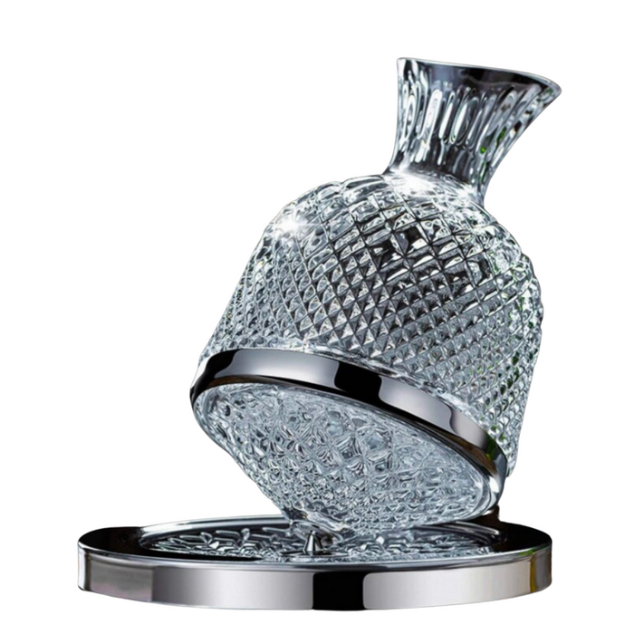 Crystal Beverage Decanter With 360° Rotating Base And Tray